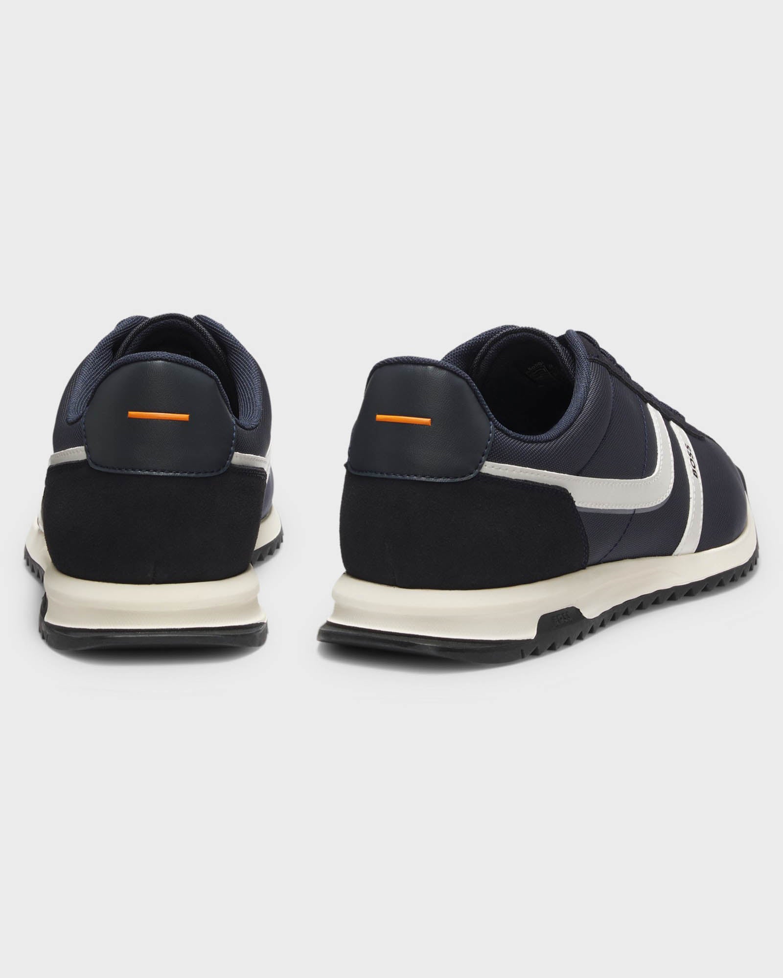 BOSS Orange Zayn Mens Low-Top Trainers with Faux-Leather Trims - Dark Blue 401 | CHO | Designer Mens Trainers