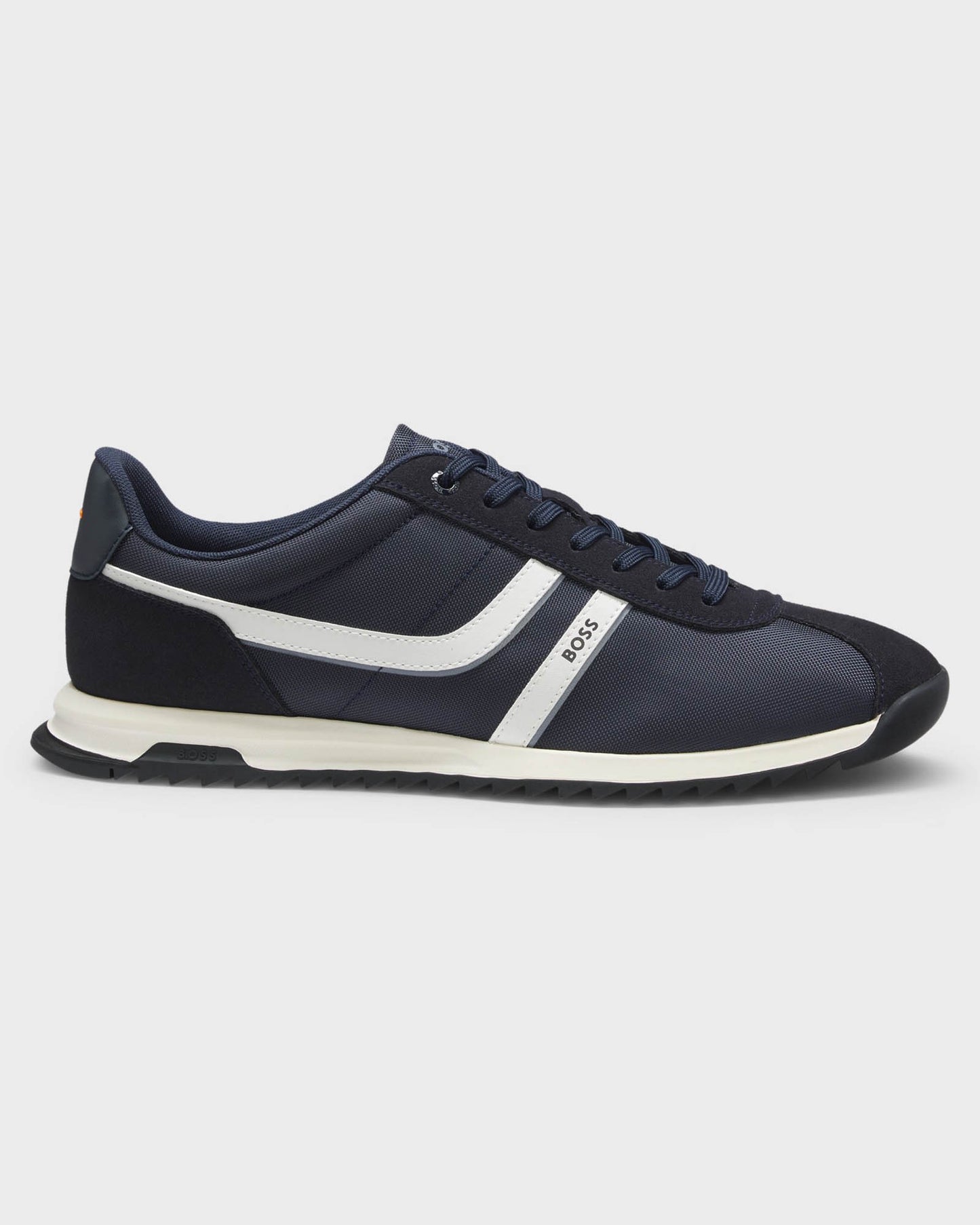 BOSS Orange Zayn Mens Low-Top Trainers with Faux-Leather Trims - Dark Blue 401 | CHO | Designer Mens Trainers