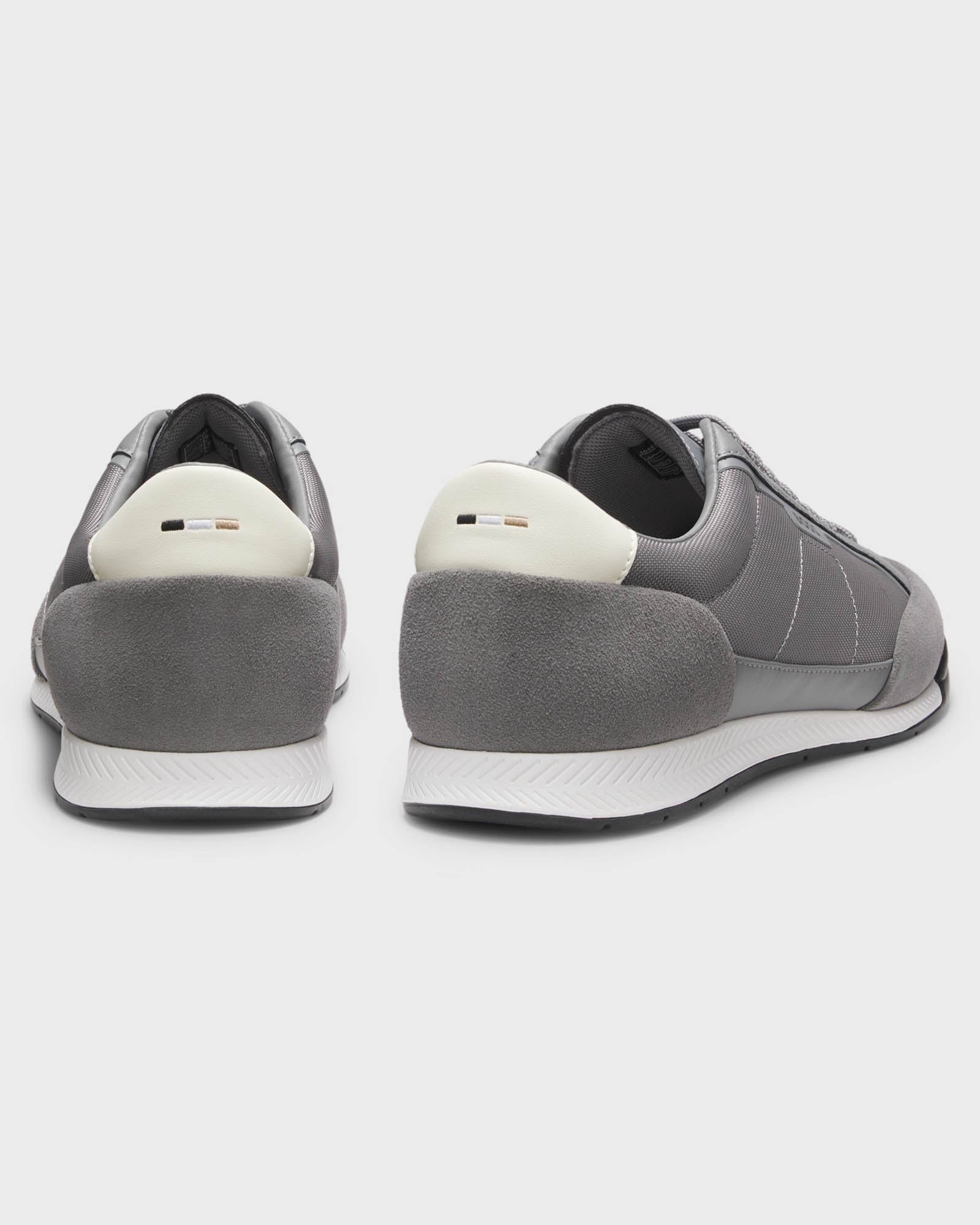 BOSS Orange Nitan Mens Suede-Trim Trainers with Ribbed Sole - Medium Grey 033 | CHO | Designer Mens Trainers