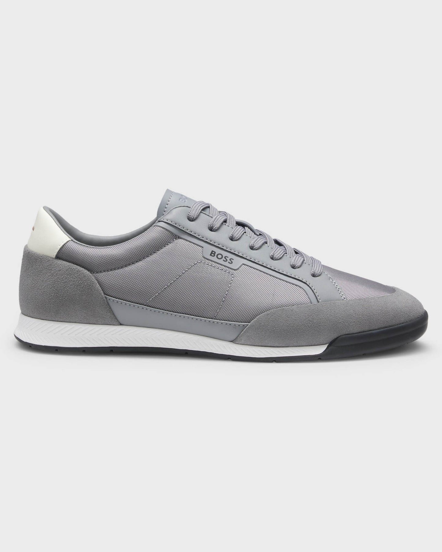 BOSS Orange Nitan Mens Suede-Trim Trainers with Ribbed Sole - Medium Grey 033 | CHO | Designer Mens Trainers