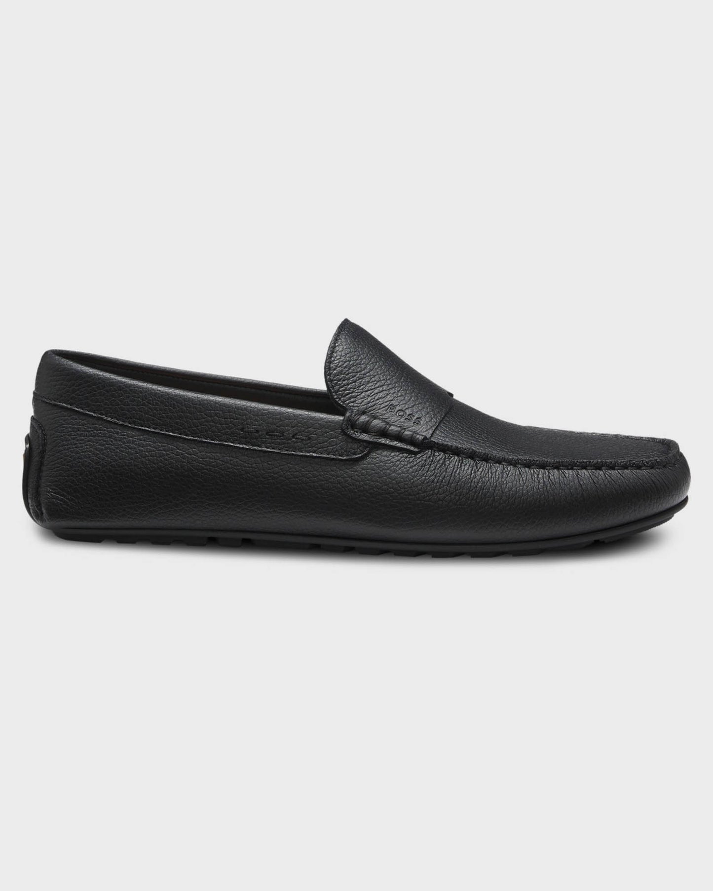 BOSS Orange Noel Mens Tumbled - Leather Loafers with Driver Sole - Black 001 | CHO | Designer Mens Shoes