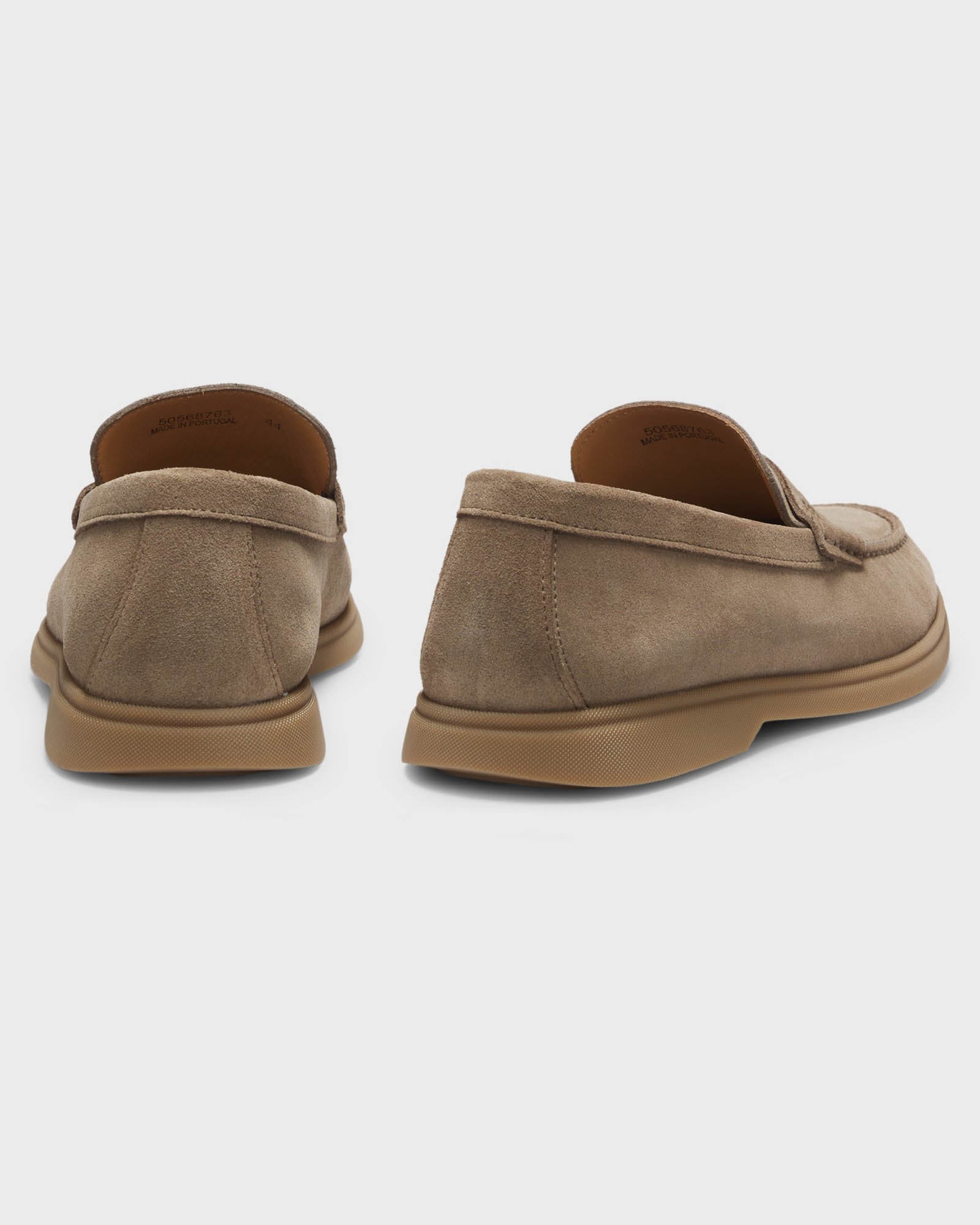 BOSS Orange Sienne Suede Loafers with Logo Penny Trim - Medium Beige 260 | CHO | Designer Mens Loafers