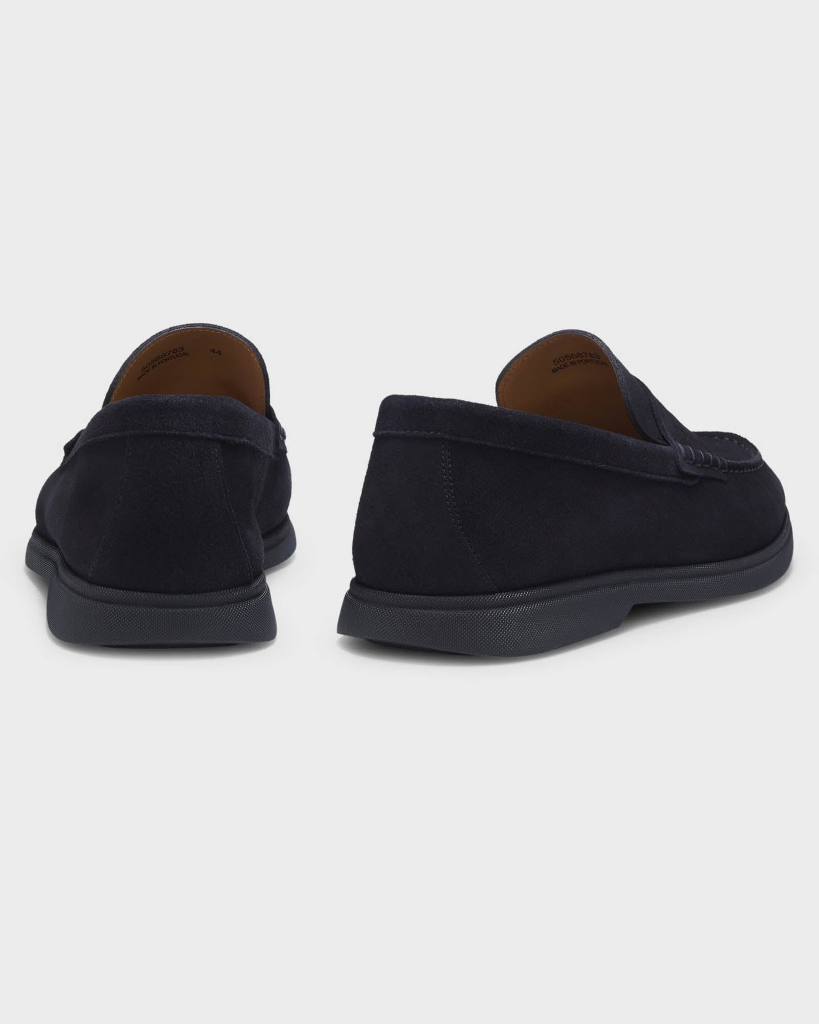 BOSS Orange Sienne Suede Loafers with Logo Penny Trim - Dark Blue 401 | CHO | Designer Mens Loafers