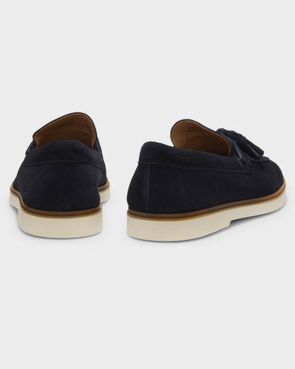 BOSS Orange Hedley Mens Suede Loafers with Tassel Trim - Dark Blue 402 | CHO | Designer Mens Shoes