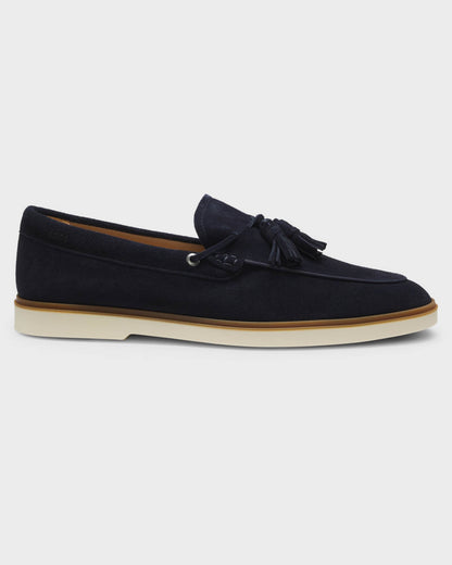 BOSS Orange Hedley Mens Suede Loafers with Tassel Trim - Dark Blue 402 | CHO | Designer Mens Shoes