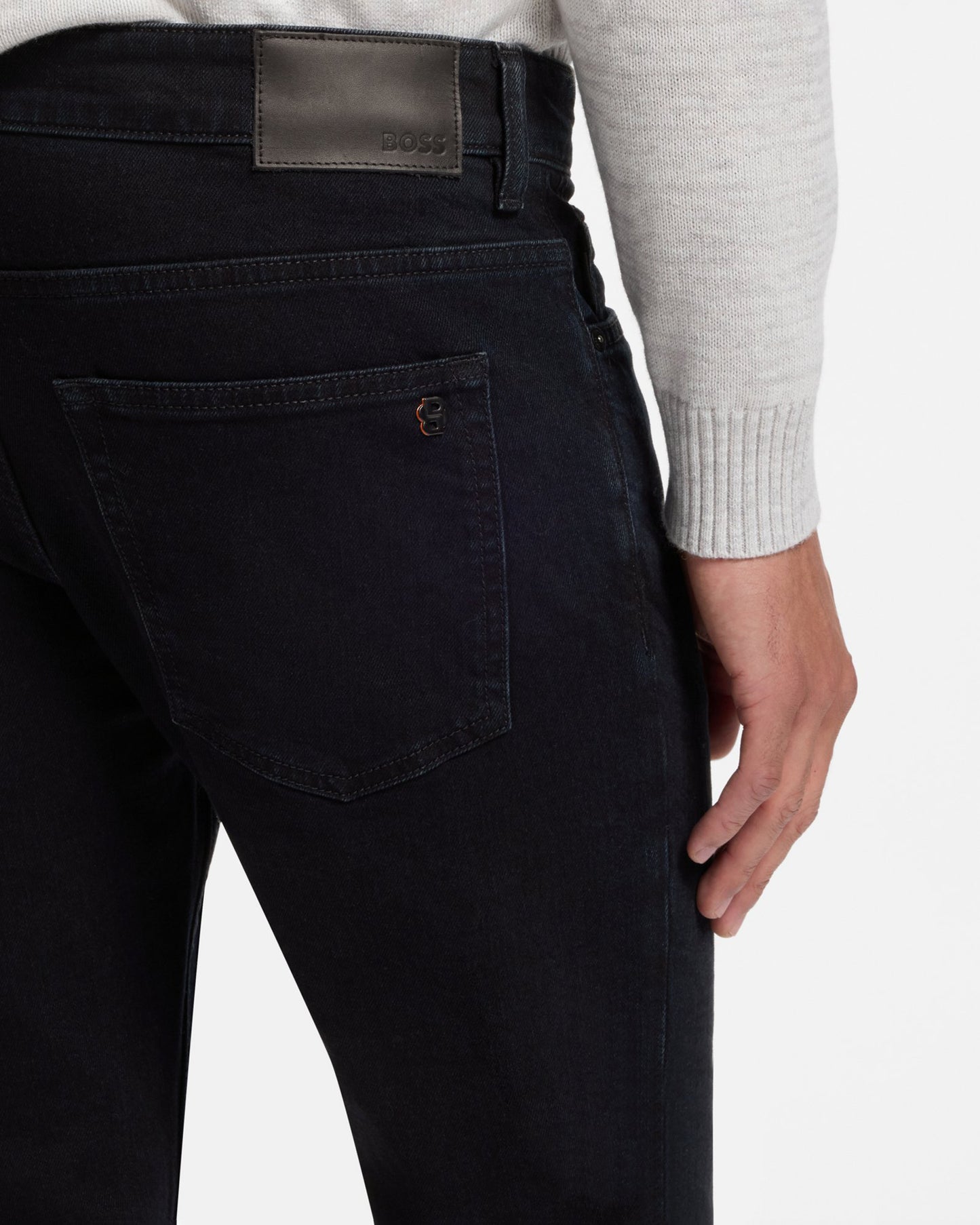 BOSS Orange DELAWARE BO Mens Slim Fit Jeans - Dark Blue 404, detail