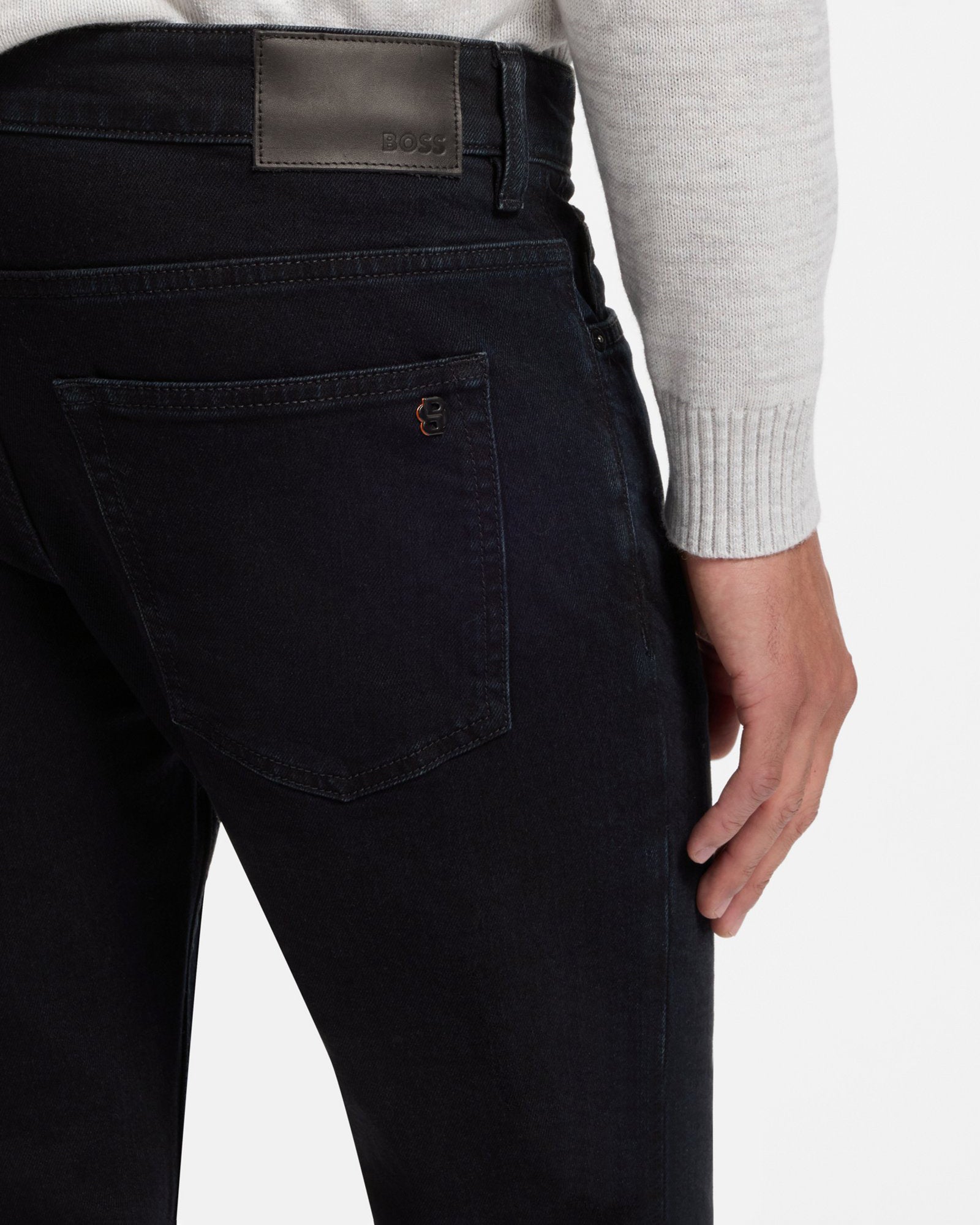 BOSS Orange DELAWARE BO Mens Slim Fit Jeans - Dark Blue 404, detail