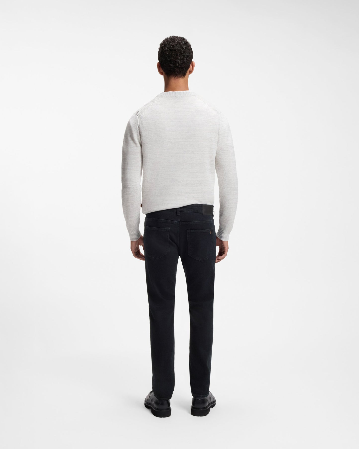 BOSS Orange DELAWARE BO Mens Slim Fit Jeans - Dark Blue 404 back, full length