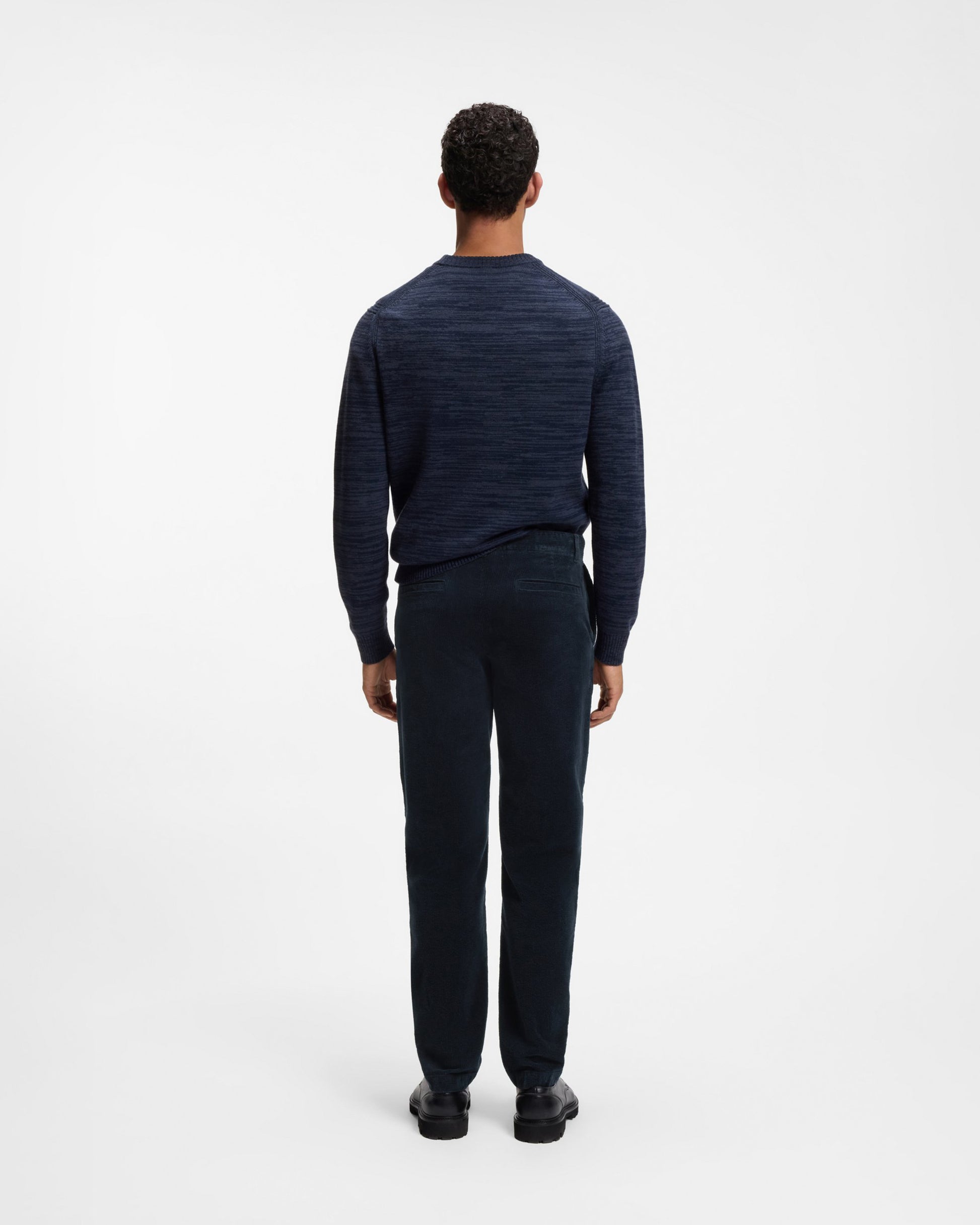 BOSS Orange N1 Mens Tapered Chinos - Dark Blue 404 back, full length