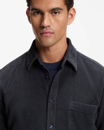 BOSS Orange Relegant 6 Mens Long Sleeve Cotton Shirt - Dark Blue 404 detail