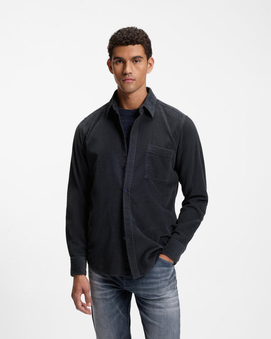 BOSS Orange Relegant 6 Mens Long Sleeve Cotton Shirt - Dark Blue 404, front