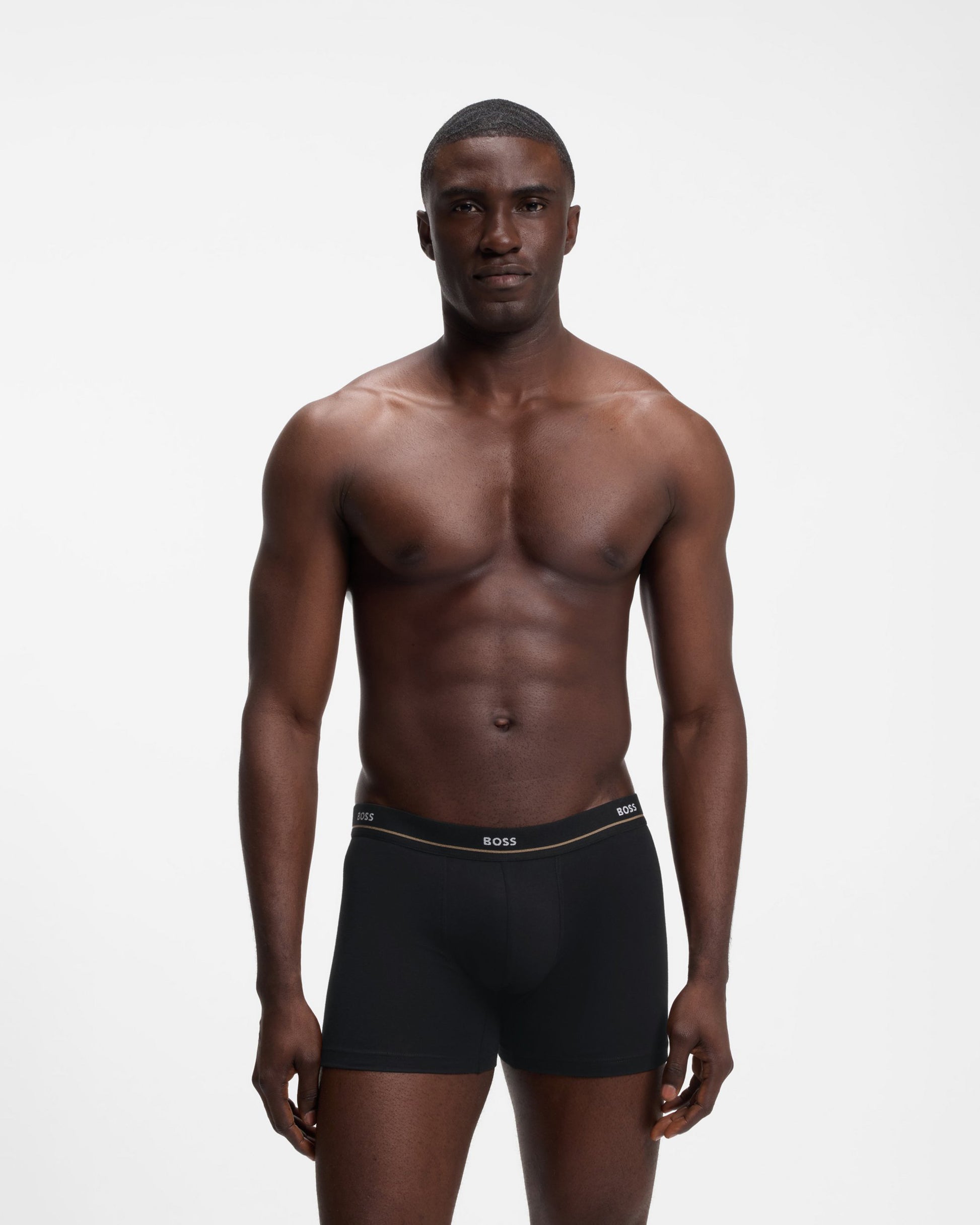 BOSS Orange Five-pack of logo-waistband stretch-cotton boxer briefs  - Black 001, front