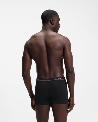 BOSS Orange Five-pack of logo-waistband stretch-cotton boxer briefs  - Black 001, back