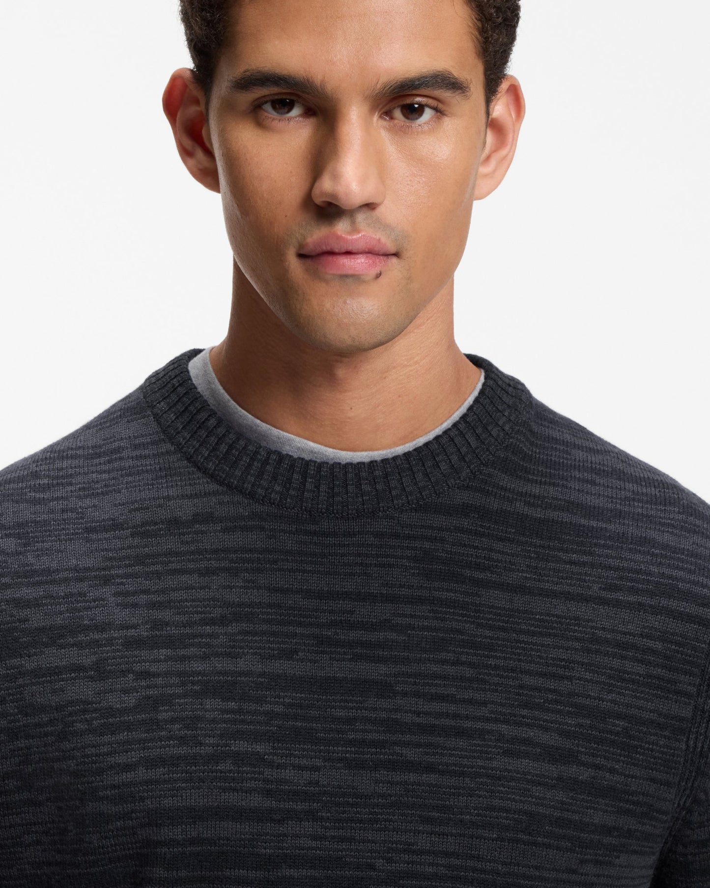 BOSS Orange Aperoso Mens  Mouliné-knit Sweater in Virgin Wool and Cotton - Dark Blue 404