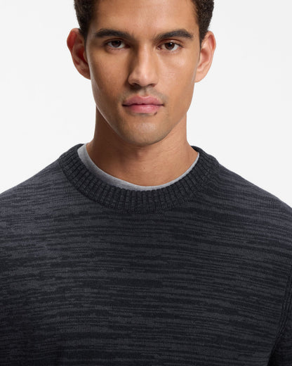 BOSS Orange Aperoso Mens  Mouliné-knit Sweater in Virgin Wool and Cotton - Dark Blue 404