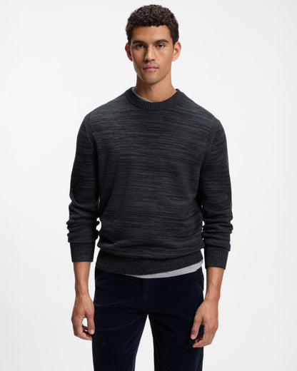 BOSS Orange Aperoso Mens  Mouliné-knit Sweater in Virgin Wool and Cotton - Dark Blue 404