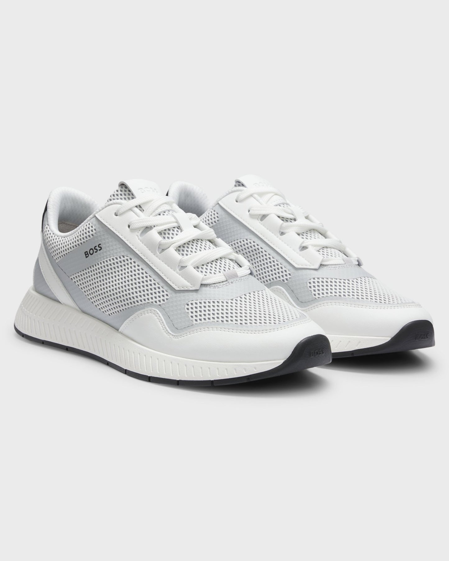 BOSS Orange Mens Reflective-nylon trainers with ridged sole - Open White 121, pair