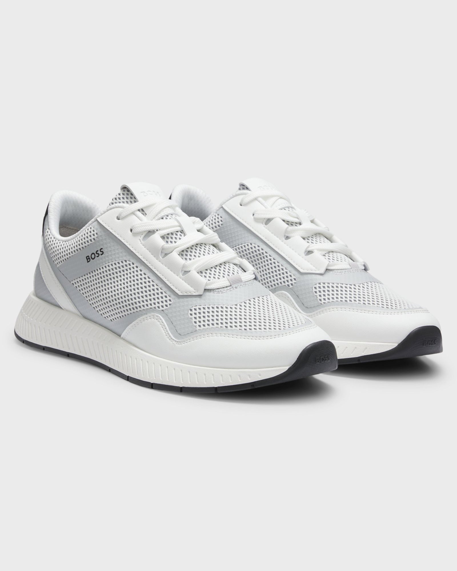 BOSS Orange Mens Reflective-nylon trainers with ridged sole - Open White 121, pair