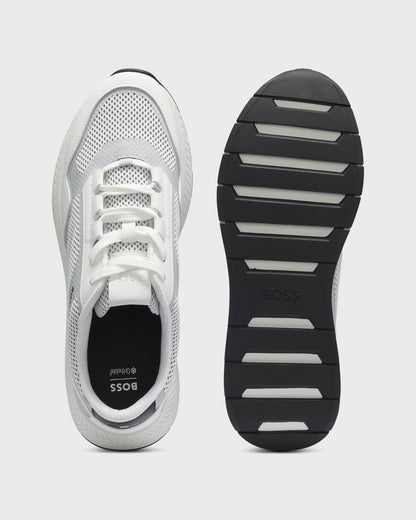 BOSS Orange Mens Reflective-nylon trainers with ridged sole - Open White 121, top and sole