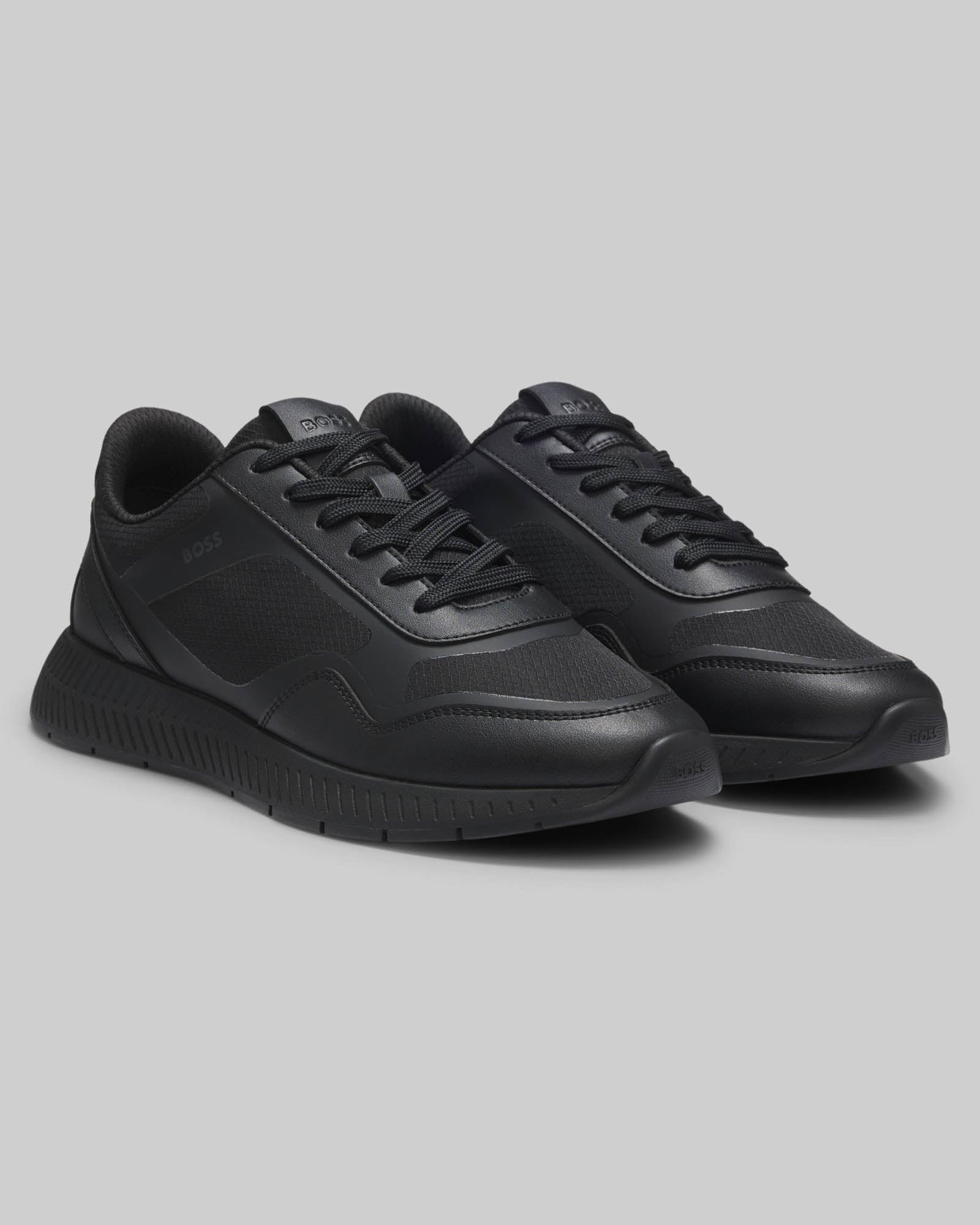 BOSS Orange Titanium Mens Mixed - material trainers with ridged outsole - Black 005 | CHO | Designer Footwear,Mens Footwear,Trainers
