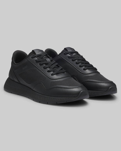 BOSS Orange Titanium Mens Mixed - material trainers with ridged outsole - Black 005 | CHO | Designer Footwear,Mens Footwear,Trainers