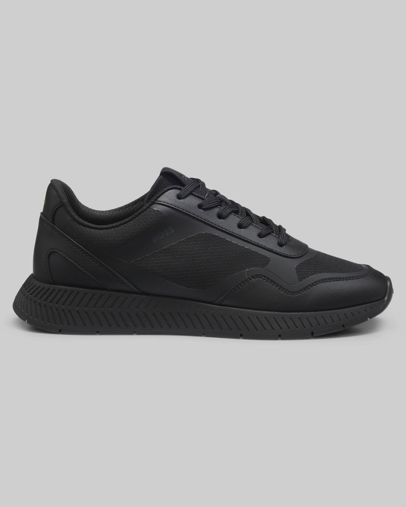 BOSS Orange Titanium Mens Mixed - material trainers with ridged outsole - Black 005 | CHO | Designer Footwear,Mens Footwear,Trainers