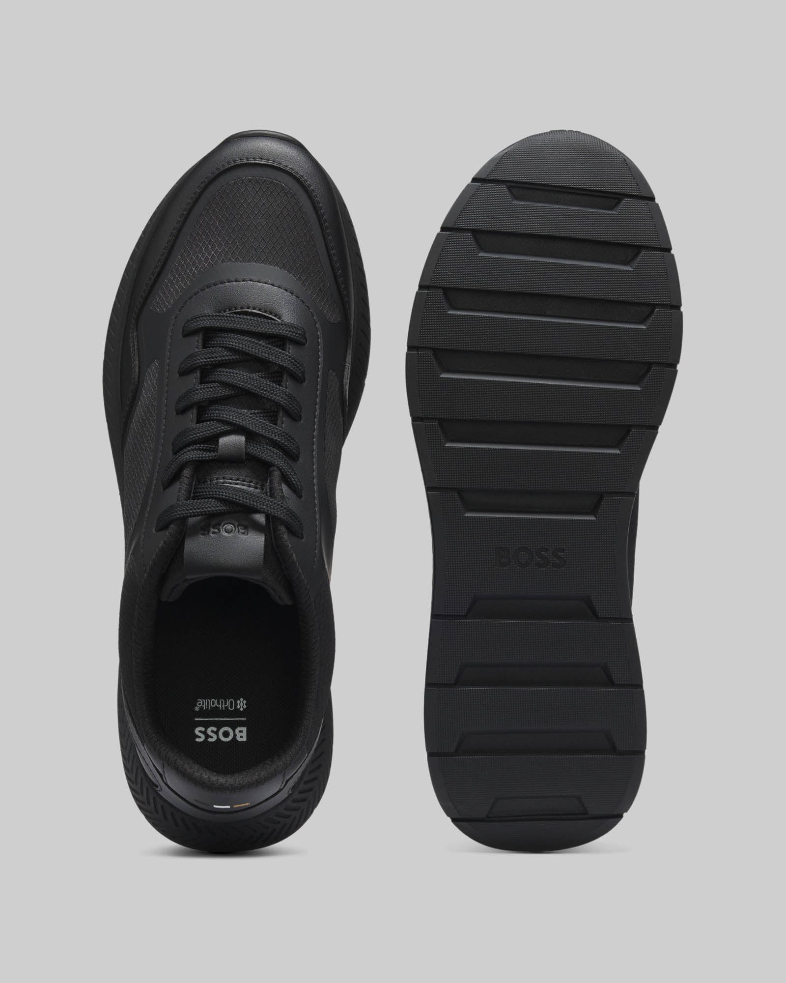 BOSS Orange Titanium Mens Mixed - material trainers with ridged outsole - Black 005 | CHO | Designer Footwear,Mens Footwear,Trainers