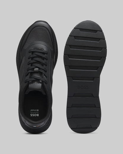 BOSS Orange Titanium Mens Mixed - material trainers with ridged outsole - Black 005 | CHO | Designer Footwear,Mens Footwear,Trainers