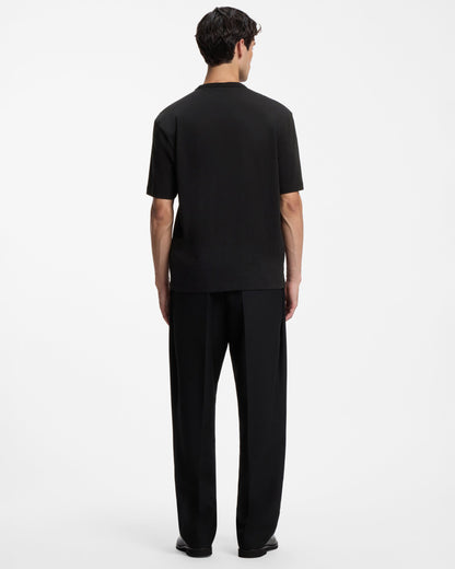 HUGO Diboul Mens Relaxed-fit cotton T-shirt with photographic print  - Black 001 full length, back
