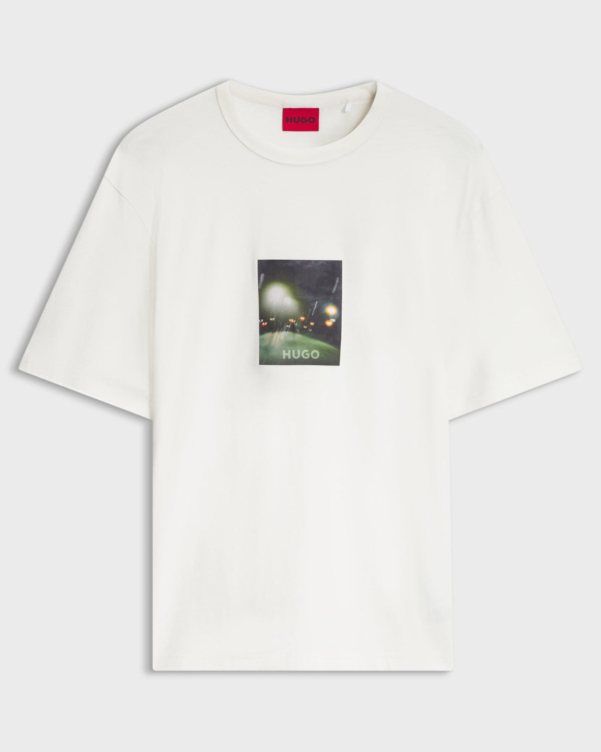 HUGO Diboul Mens Relaxed-fit cotton T-shirt with photographic print  - Natural 102