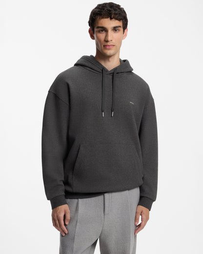 HUGO Damonhood Mens Relaxed-fit pullover hoodie  - Dark Grey 003