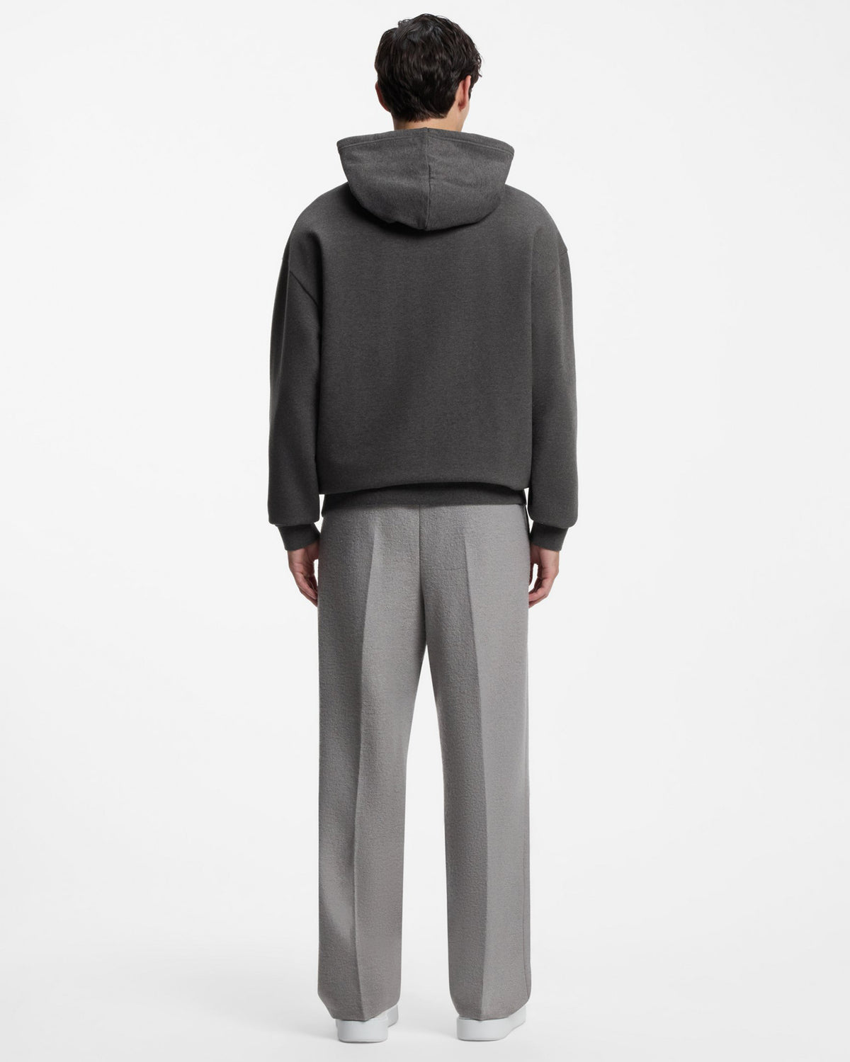 HUGO Damonhood Mens Relaxed-fit pullover hoodie  - Dark Grey 003