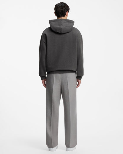 HUGO Damonhood Mens Relaxed-fit pullover hoodie  - Dark Grey 003