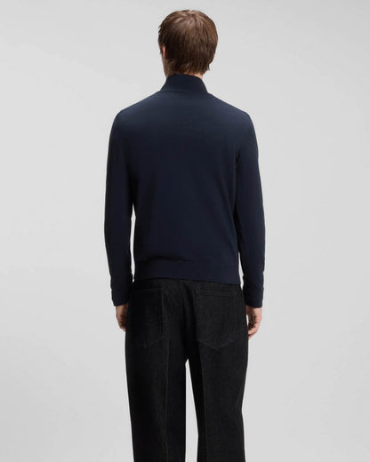 HUGO San Quintus - C2 Mens 1/4 Zip Funnel Neck Jumper - Navy 410 | CHO | Designer Mens,Knitwear,Jumpers,Quarter Zip Jumpers
