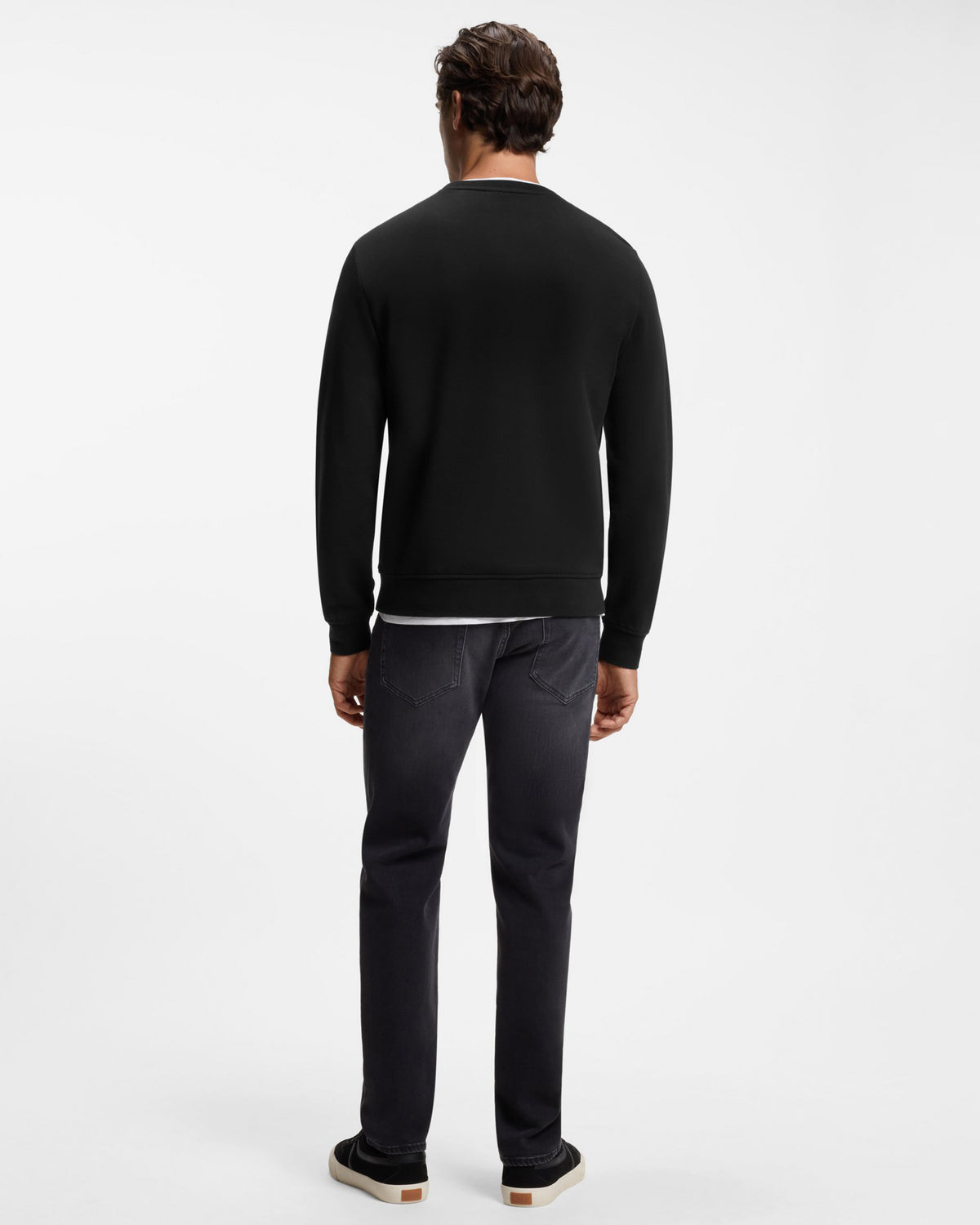 BOSS Orange We Start Mens Cotton-terry sweatshirt  - Black 001 full length, back