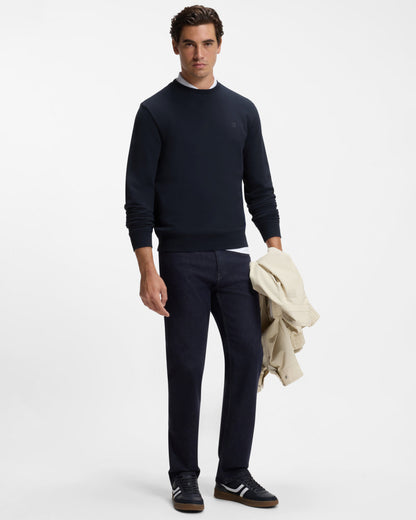 BOSS Orange We Start Mens Cotton-terry sweatshirt  - Dark Blue 404 full length, front