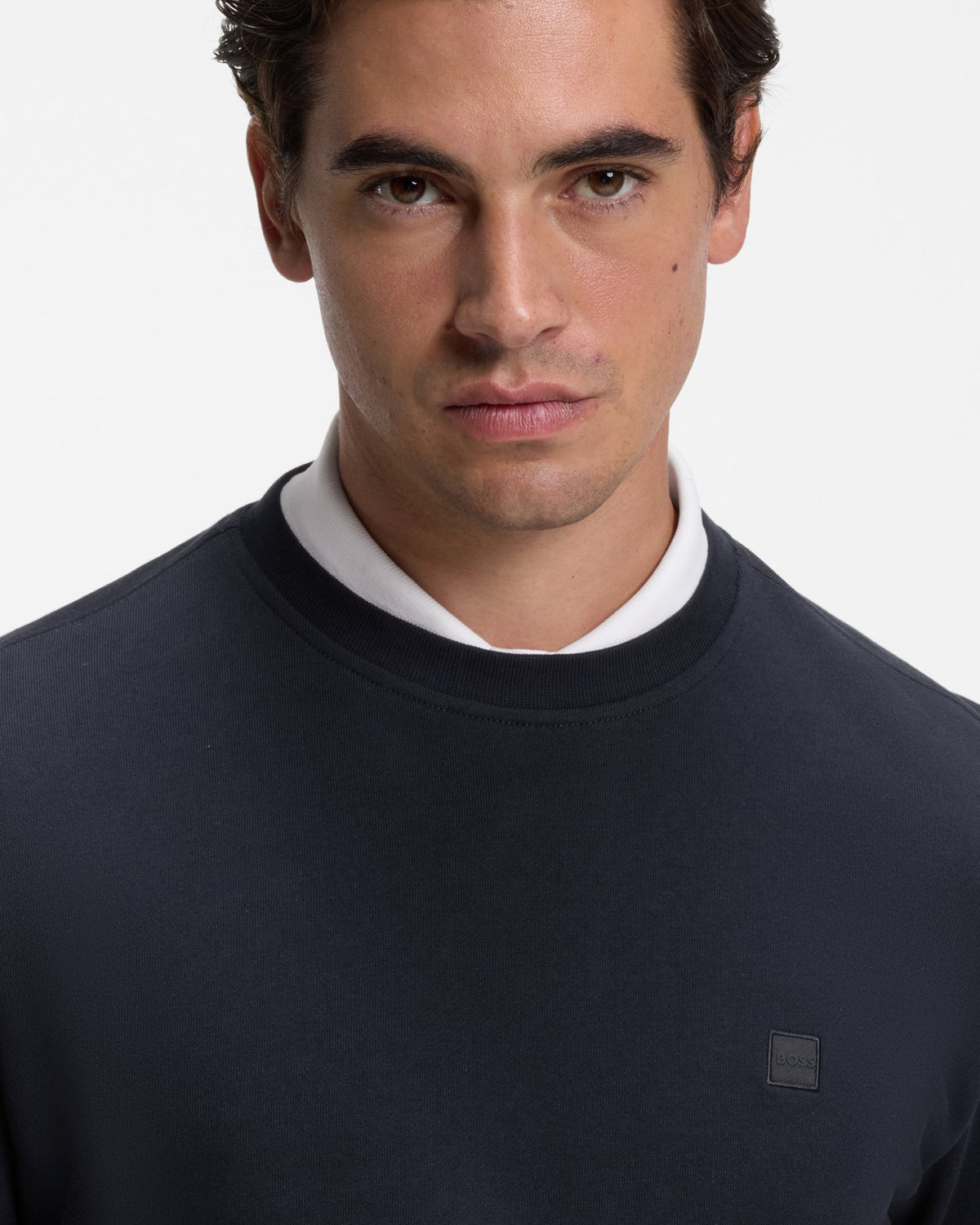 BOSS Orange We Start Mens Cotton-terry sweatshirt  - Dark Blue 404 detail
