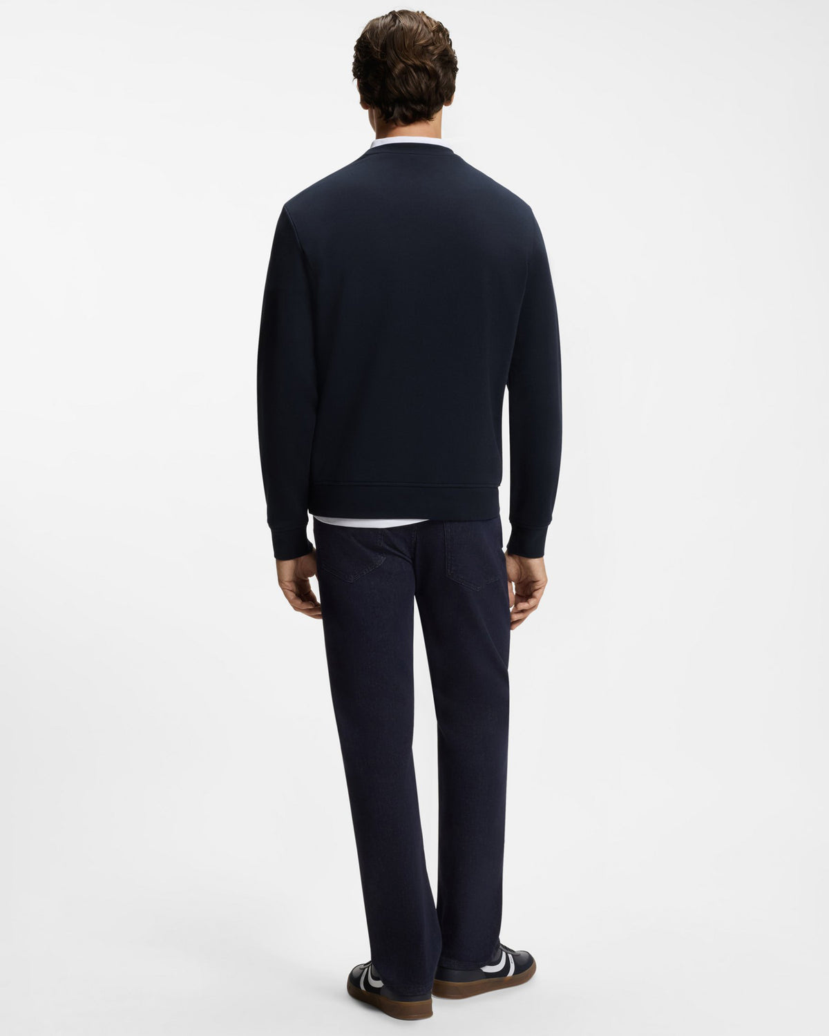 BOSS Orange We Start Mens Cotton-terry sweatshirt  - Dark Blue 404 full length, back