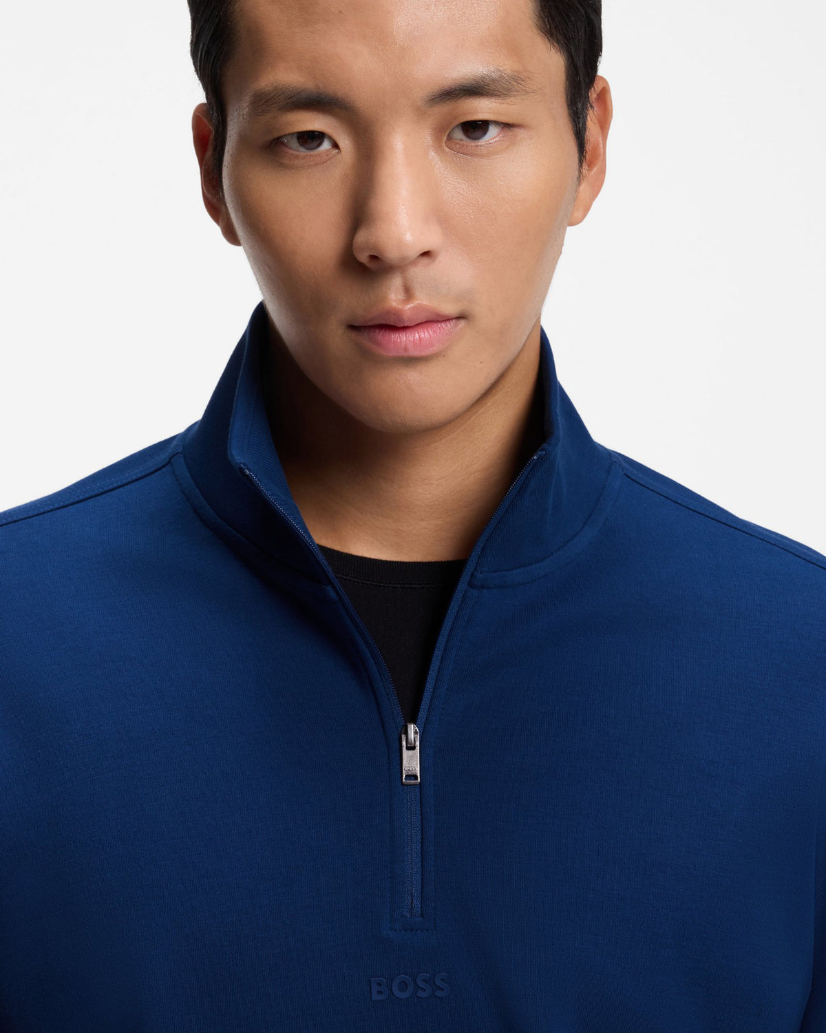 BOSS Orange Ze Chup Mens Quarter Zip Sweatshirt - Navy 417 detail