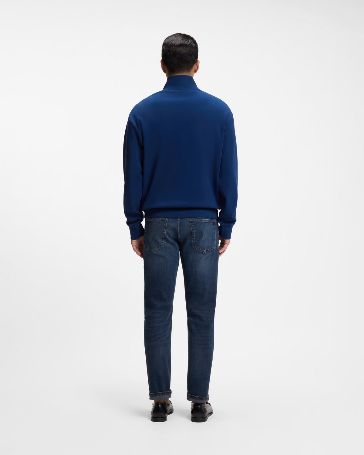BOSS Orange Ze Chup Mens Quarter Zip Sweatshirt - Navy 417 full length back