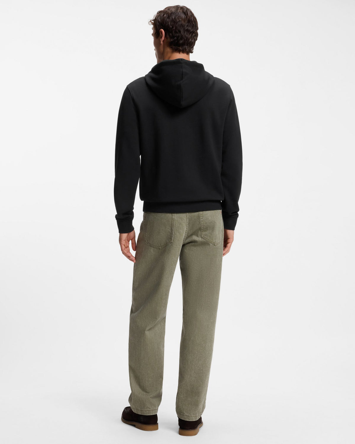 BOSS Orange We Talk Mens Pullover hoodie with logo patch  - Black 001 full length, back