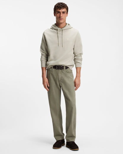 BOSS Orange We Talk Mens Pullover hoodie with logo patch  - Light Beige 271 full length, front