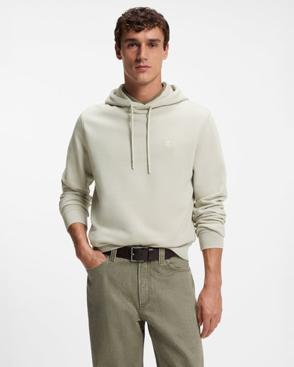 BOSS Orange We Talk Mens Pullover hoodie with logo patch  - Light Beige 271 front