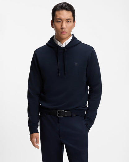 BOSS Orange We Talk Mens Pullover hoodie with logo patch  - Dark Blue 404 front