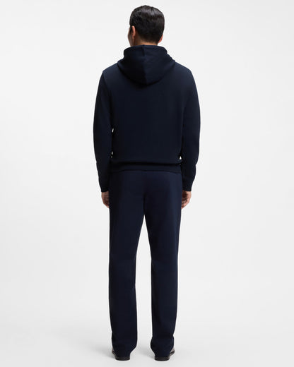 BOSS Orange We Talk Mens Pullover hoodie with logo patch  - Dark Blue 404 full length, back
