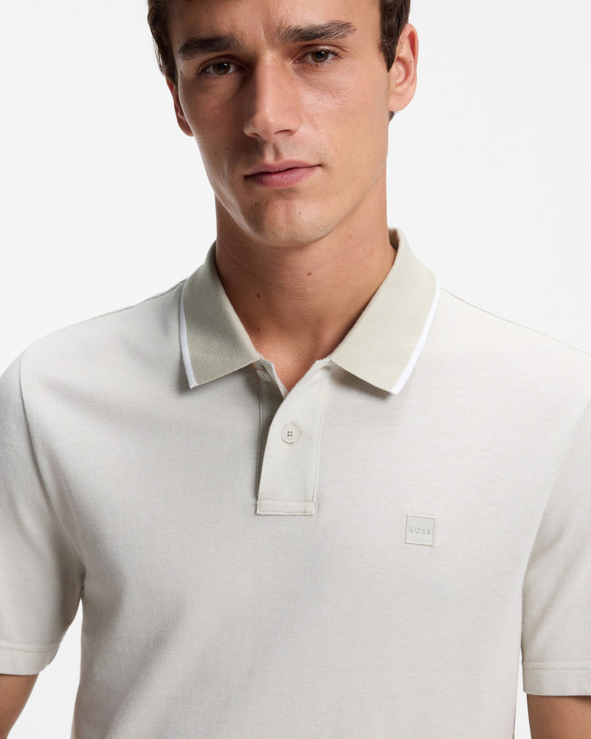 BOSS Orange Pe Passerford Mens Polo Shirt - Light Beige 272 detail