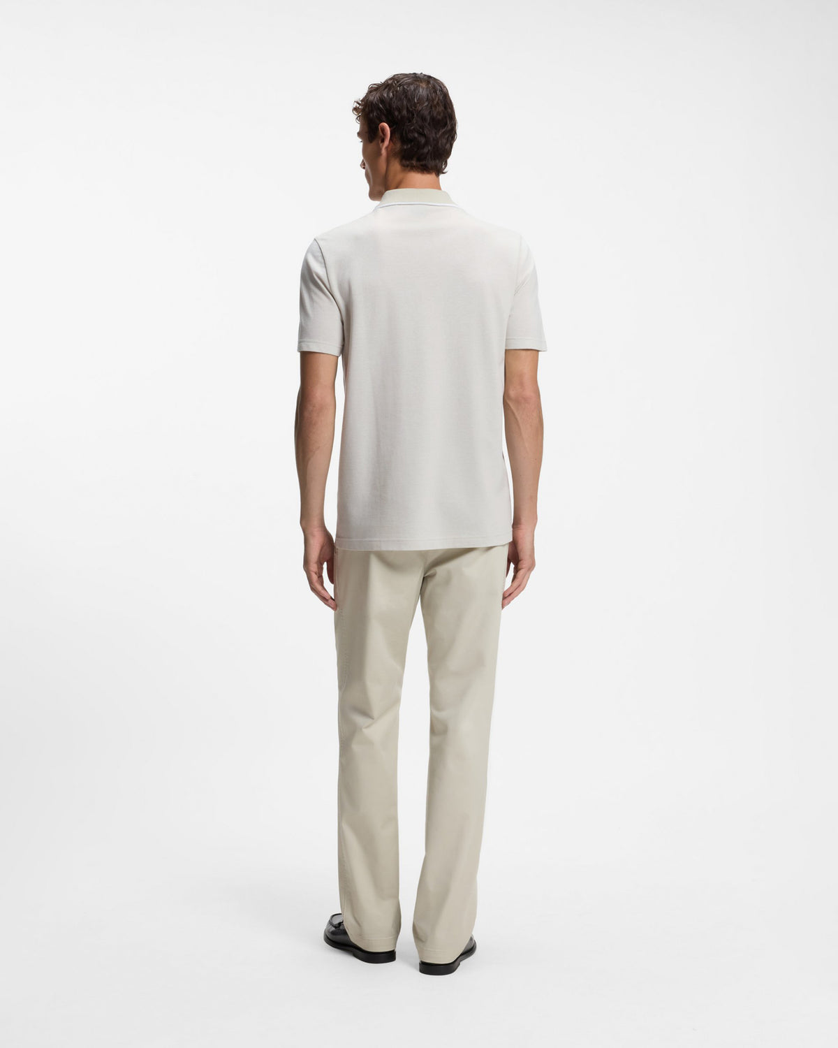 BOSS Orange Pe Passerford Mens Polo Shirt - Light Beige 272 full length back