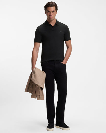 BOSS Orange Pe Passenger Mens Short Sleeve 2-Button Polo Shirt - Black 001 full length, front