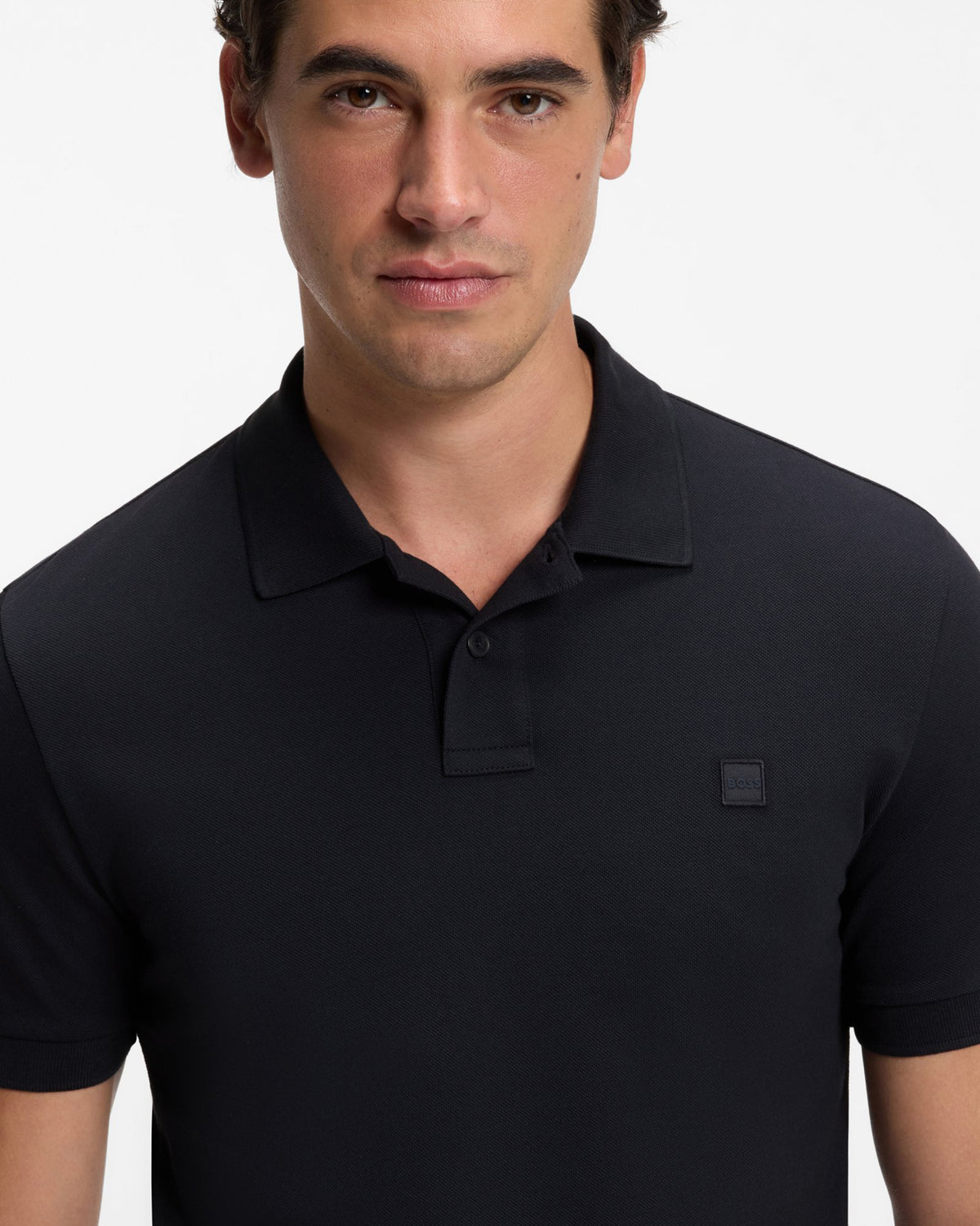 BOSS Orange Pe Passenger Mens Short Sleeve 2-Button Polo Shirt - Dark Blue 404