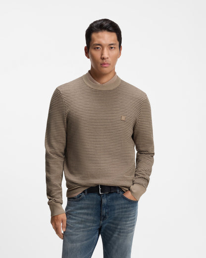 BOSS Orange Abikolo N Mens Crew Neck Jumper - Open Brown 246 front